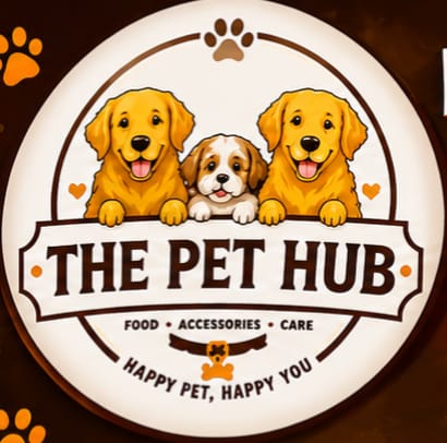 The Pet Hub Bharuch logo: two golden retrievers and a puppy